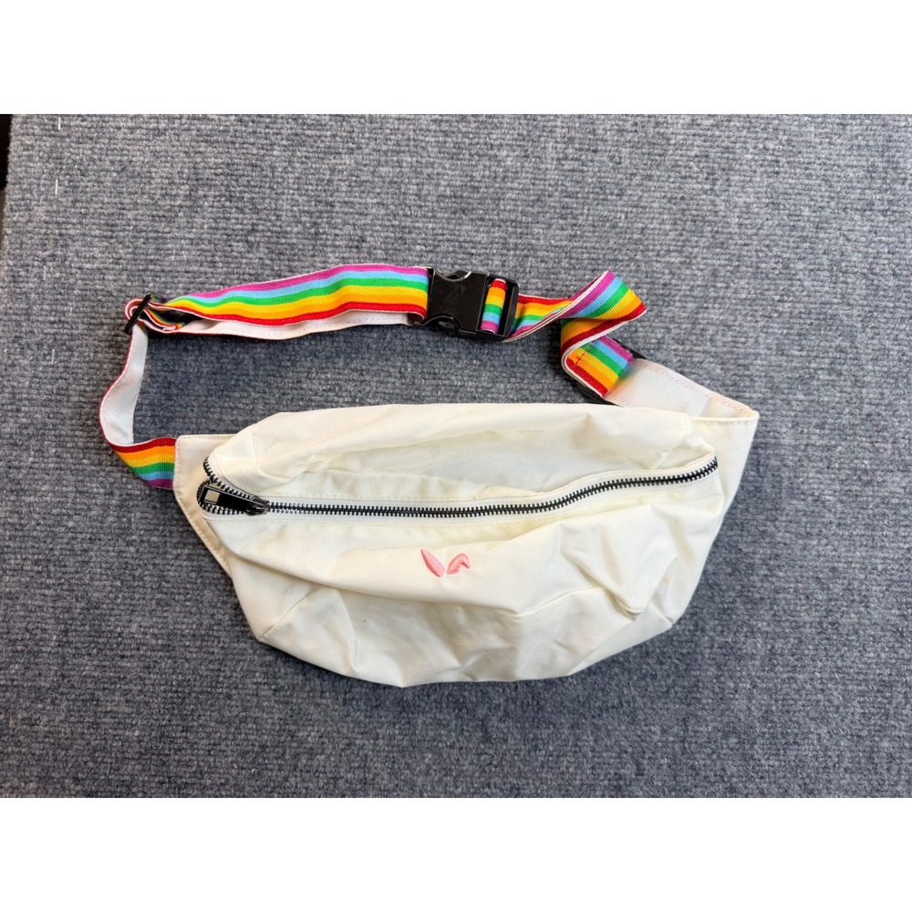 Pride Bunny White Waist Bag Rainbow Strap Festival Fanny Pack Streetwear